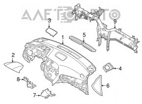 Торпедо передняя панель без AIRBAG Hyundai Sonata 15-17 серые накладки, потерта