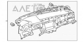 Торпедо передняя панель с AIRBAG Toyota Avalon 13-18 кожа серая, дефект хрома, облом креп молдинга
