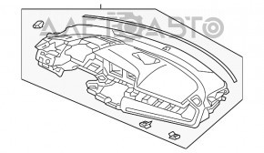 Торпедо передняя панель с AIRBAG Honda Civic X FC 16-21 черная, потерта накладка