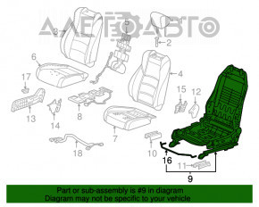 Пассажирское сидение Honda Civic X FC 16-18 4d без airbag, электро, кожа черн