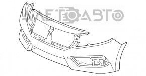 Бампер передний голый Honda Civic X FC 16-18 серебро, крашен, слом креп, прижат, трещины, нет фрагмента, царапины