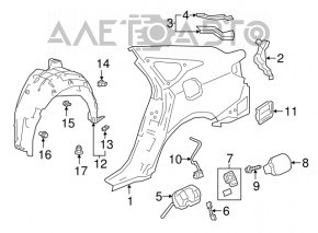 Щиток вентиляції правий Honda Civic X FC 16-21 обломано клямка