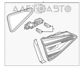 Ліхтар внутрішній кришка багажника лівий VW Passat b8 16-19 USA світлий без накладки, подряпини