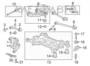 Важіль діагональний задній правий Honda Accord 13-17 з вушком