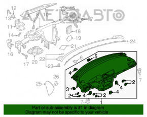 Торпедо передняя панель с AIRBAG VW Passat b7 12-15 USA серая вставка