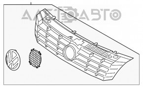 Решетка радиатора grill со значком VW Passat b7 12-15 USA тычки на хроме
