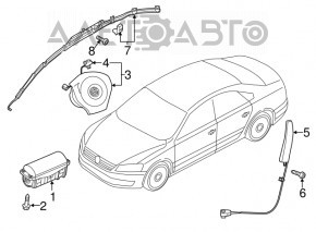 Подушка безпеки airbag в кермо водійська VW Passat b8 16-19 USA чорний, топляк