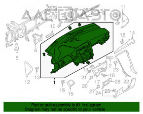 Торпедо передня панель c AIRBAG Ford Fusion mk5 13-20 черн з вставши під дерево, беж накладки, топляк