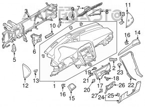 Торпедо передня панель без AIRBAG Ford Fusion mk5 13-20 під кнопку start, тріщини, зламане кріплення