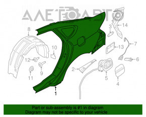 Четверть крыло задняя правая Ford Fusion mk5 13-20 зеленая, вмятинка