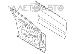Дверь голая передняя правая Ford Fusion mk5 13-20 серебро шпакло, загнута
