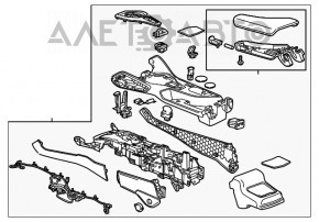 Консоль центральная подлокотник и подстаканники Chevrolet Camaro 16- грязная, без накладок