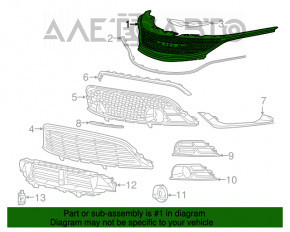 Решетка радиатора grill голая Chrysler 200 15-17 без молдинга и значка