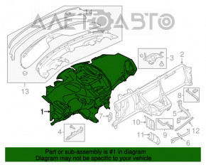 Торпедо передня панель AIRBAG Ford Escape MK3 13-16 дорест, чорн, злам креп бордачка