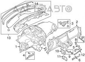 Торпедо передняя панель без AIRBAG Ford Escape MK3 13-16 дорест, трещина в накладке, облом крепления накладки, заломано крепление планки
