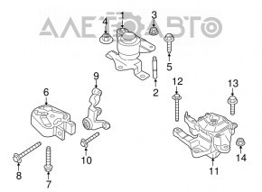 Подушка акпп задняя Ford Fusion mk5 13-20 2.5, 2.0T, hybrid потрескана
