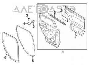 Дверь голая задняя левая Ford Escape MK3 13- Frosted Glass Pearl P9