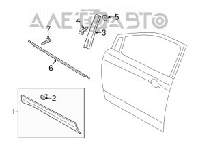 Молдинг дверь-стекло центральный передний левый Ford Escape MK3 13-19 хром, тычка