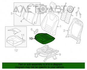 Пасажирське сидіння Ford Escape MK3 13-19 без airbag, ганчірка чорна