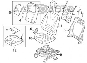 Пасажирське сидіння Ford Escape MK3 13-19 без airbag, механічні, ганчірка сіре, без підголівника