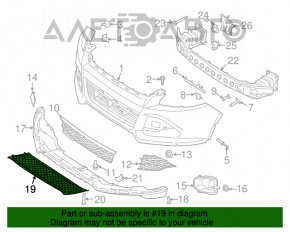 Накладка губы переднего бампера Ford Escape MK3 13-16 дорест царап, слом креп