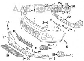 Накладка губы переднего бампера Ford Escape MK3 13-16 дорест, примята, царапины