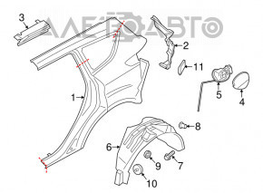 Чверть крило задня ліва Ford Escape MK3 13-19 срібло без порога