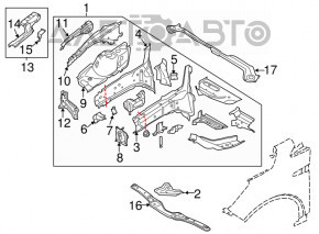 Чверть передня ліва Ford Escape MK3 13 - срібло без порогу