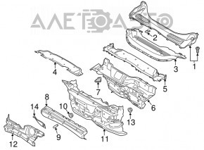 Решетка дворников пластик Ford Escape MK3 13-19 облом креплений