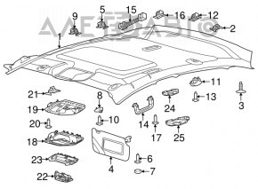 Козырек левый Ford Focus mk3 11-18 2 фонаря серый, без крючка, без заглушки, трещина на креплении