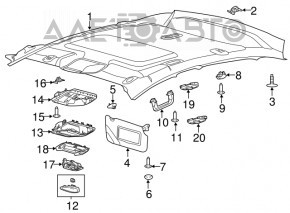 Обшивка потолка Ford Focus mk3 11-18 5d серый без люка, под чистку, мелкие надрывы