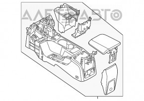Консоль центральна підлокітник та підсклянники Ford Focus mk3 11-14 підсклянка вздовж, чорна
