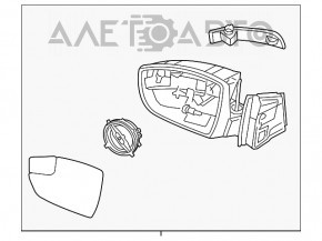 Зеркало боковое правое Ford Focus mk3 11-14 дорест usa 7 пинов, поворотник, серебро