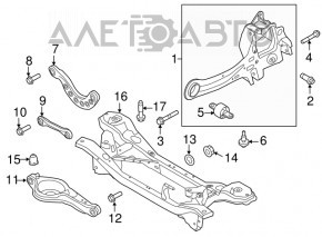 Цапфа со ступицей задняя правая Ford Focus mk3 11-18 с рычагом, порван сайлент, ржавая
