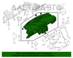 Торпедо передня панель без AIRBAG Ford Fusion mk5 13-20 під кнопку start, під динамік топляк, зламані кріплення