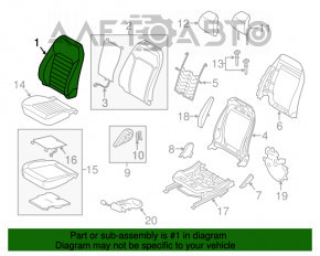 Пассажирское сидение Ford Fusion mk5 13-16 без airbag, электро, тряпка черн белая строка
