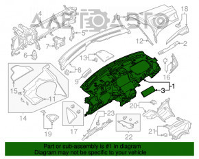Торпедо передня панель без AIRBAG Lincoln MKZ 13-16 черн, вставки під дерево