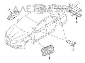 Ключ Lincoln MKZ 13-16 smart, 5 кнопок, потемнів, поліз хром