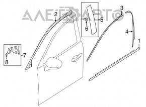 Молдинг дверь-стекло центральный передний правый Mazda CX-9 16- хром слом креп замят угол