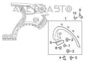 Накладка арки крыла задняя правая Mazda CX-9 16- надрыв, дефекты креплений