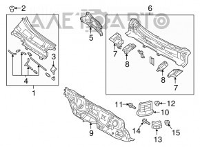 Решетка дворников пластик правая Mazda CX-9 16- примята, трещина