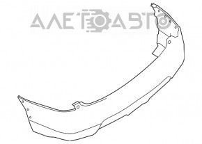 Бампер задний голый Nissan Rogue 14-16 графит замята левая часть, нет фрагмента, надрывы, сломаны крепления, царапины