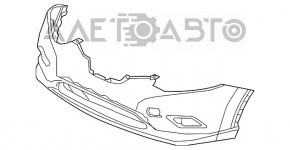 Бампер передний голый Nissan Rogue 14-16 графит KAD, слом креп, надлом, примят