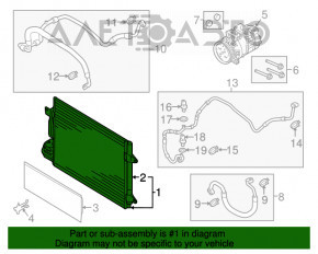 Радиатор кондиционера конденсер VW Jetta 11-18 USA 2.5, 2.0 примят