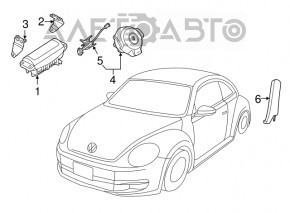 Подушка безопасности airbag сидение левые VW Beetle 12-19 сломаны крепления