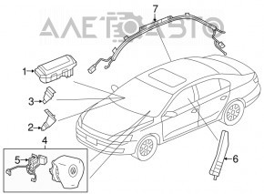 Подушка безопасности airbag боковая шторка правая VW Jetta 11-18 USA стрельнувшая