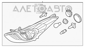 Фара передняя правая голая Hyundai Elantra UD 11-13 дорест, паутинка, под полировку