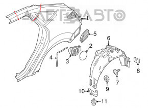 Чверть крило задня права Ford Focus mk3 11-18 4d срібло, з центральною стійкою, тичка