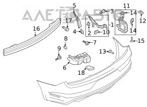 Крепление заднего бампера на крыле правое Ford Mustang mk6 15-17 купе 2.3, 3.7 обломана защелка