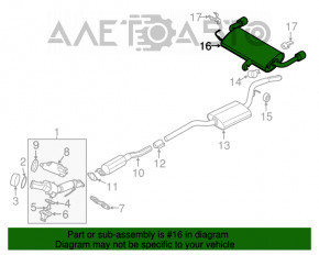 Выпускная трасса в сборе с бочкой Ford Escape MK3 13-19 под хром насадки отпилен резонатор